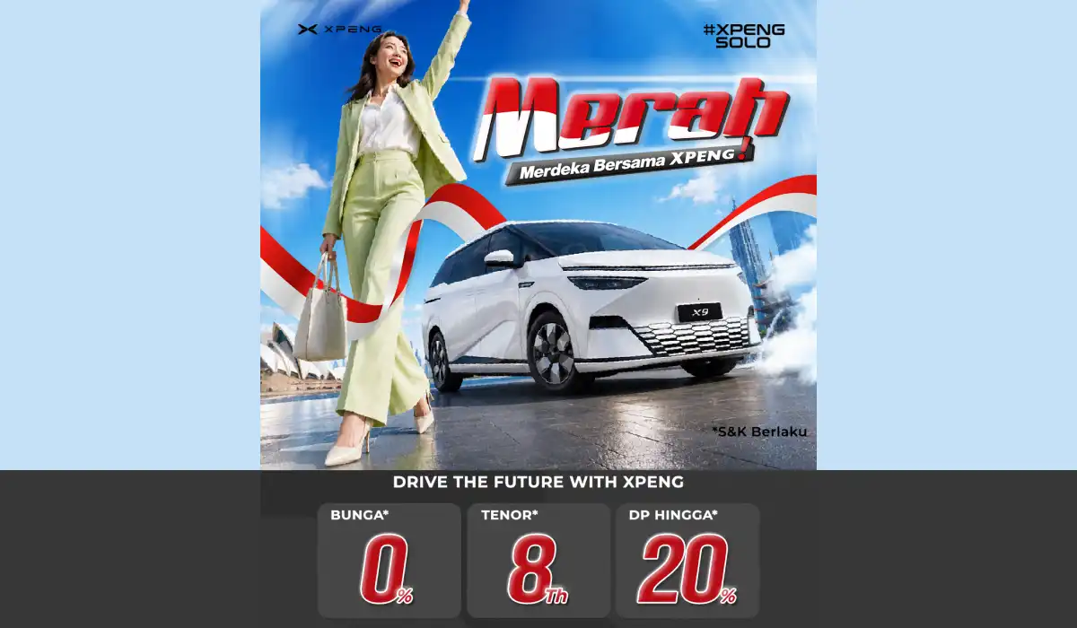 Promo MERAH Kemerdekaan XPENG Solo: Bawa Pulang Mobil Listrik Impian dengan DP 20% & Bunga 0%